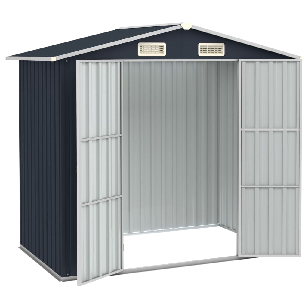 Vidaxl Garden Shed 205x129x183 cm de acero galvanizado antracita