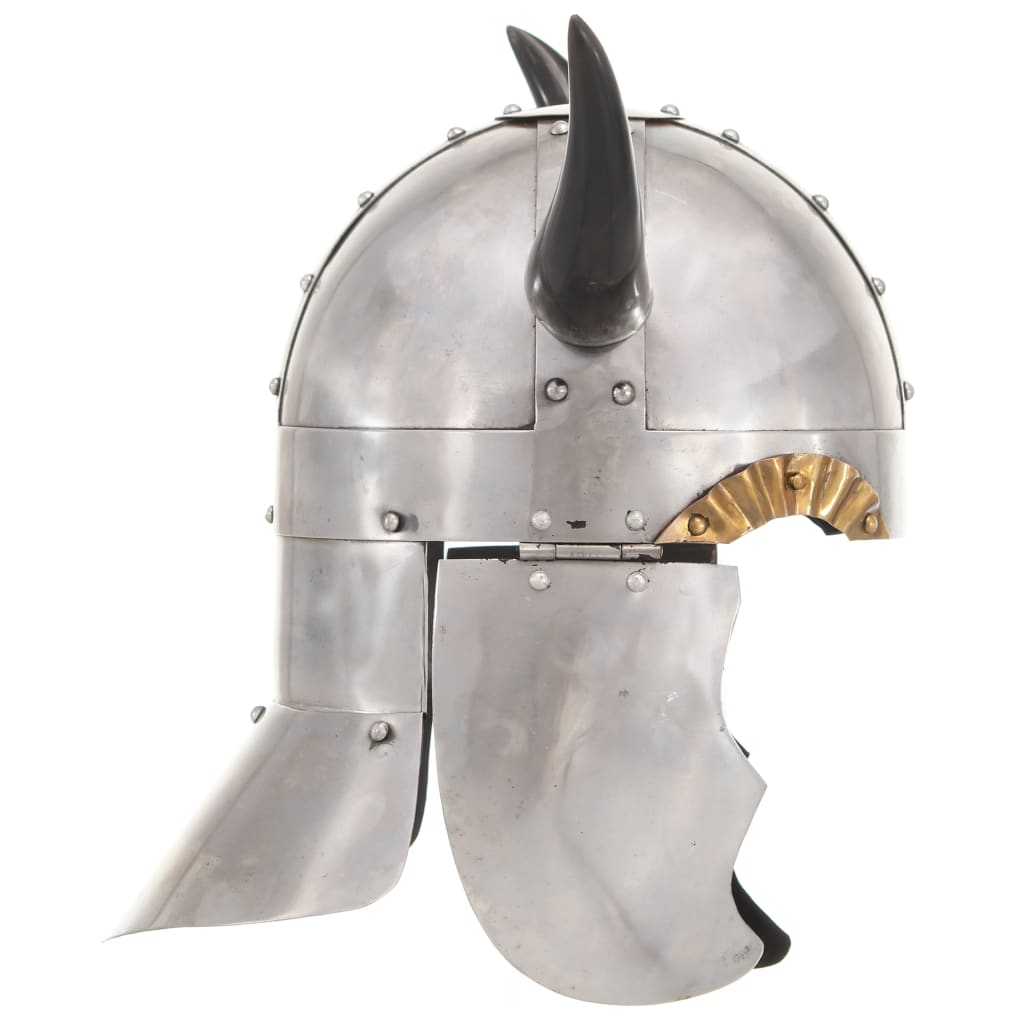 Vidaxl Viking Helmet Fantasy Larp Steel Silver Colored