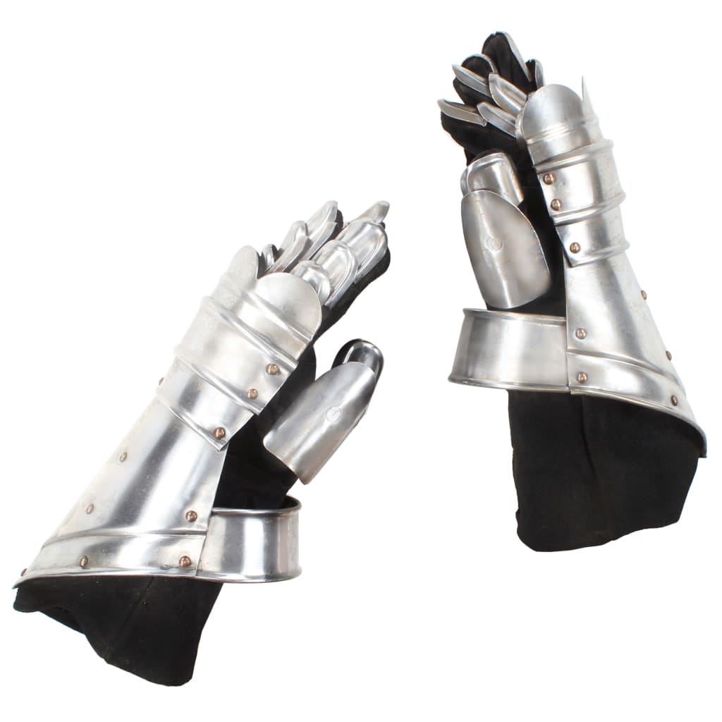 Vidaxl Knight's Gloves Medieval Replica Larp Steel Silver Colored