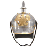 Vidaxl Pickelhaube Replica germanica LARP Acciaio Argento colorato