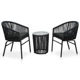 Vidaxl 3-delige bistroset met kussens pe-rattan zwart