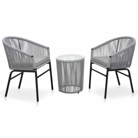 Vidaxl 3-delige bistroset met kussens pe-rattan grijs