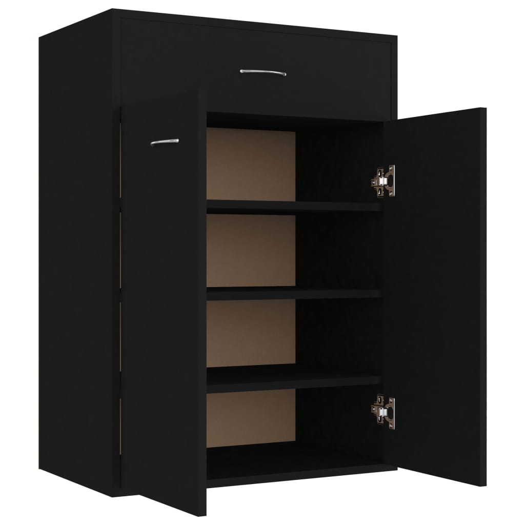 Gabinete de zapatos Vidaxl 60x35x84 cm de madera propiedad de negro