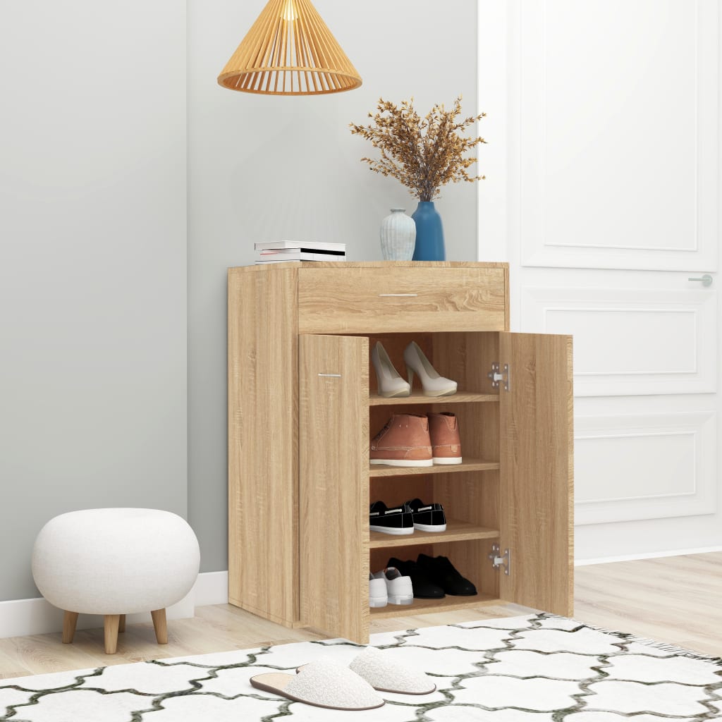 Gabinete de zapatos Vidaxl 60x35x84 cm de madera propiedad Sonoma Oak coloreed