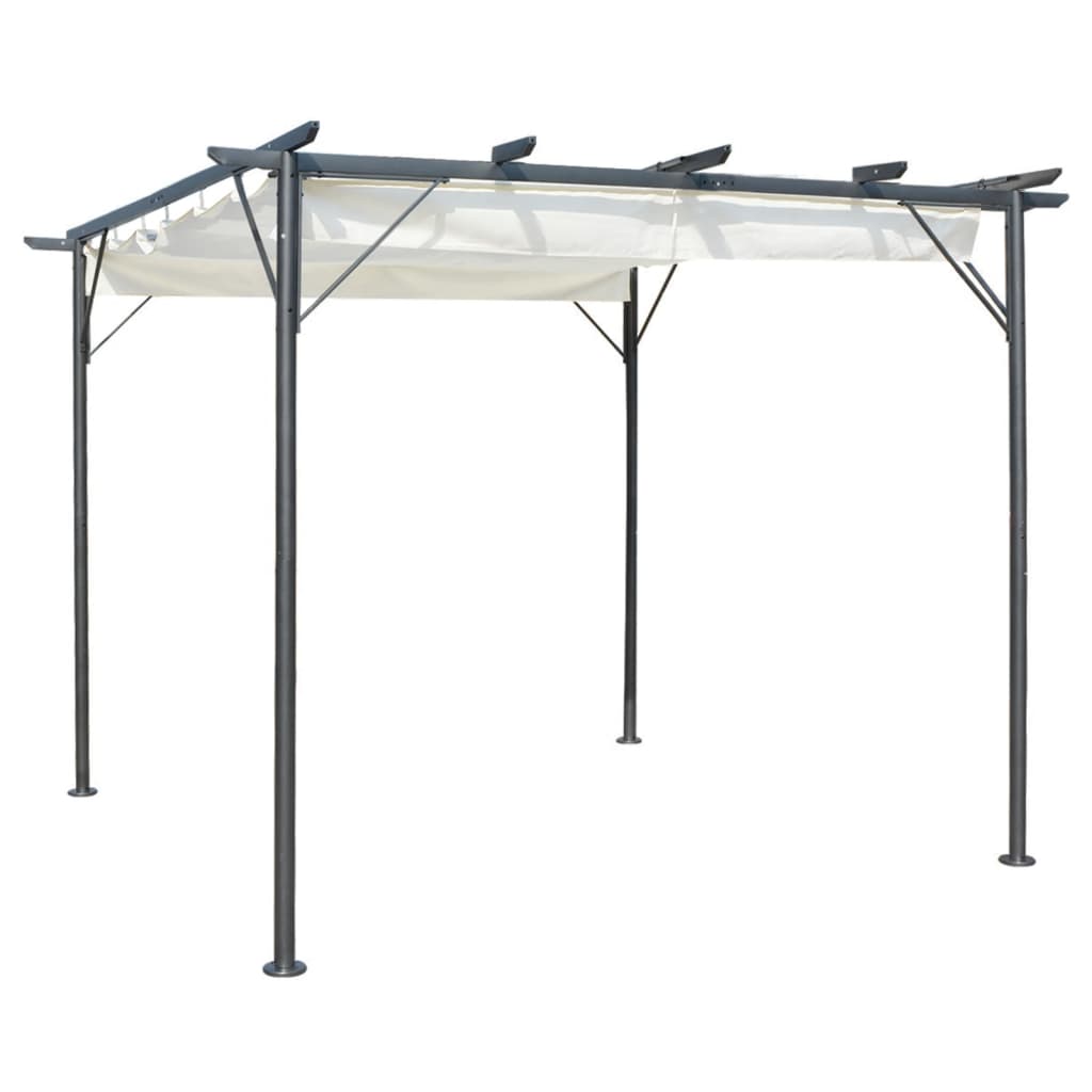 Vidaxl pergola avec toit extensible 3x3 m crème en acier blanc