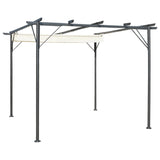 Vidaxl pergola avec toit extensible 3x3 m crème en acier blanc