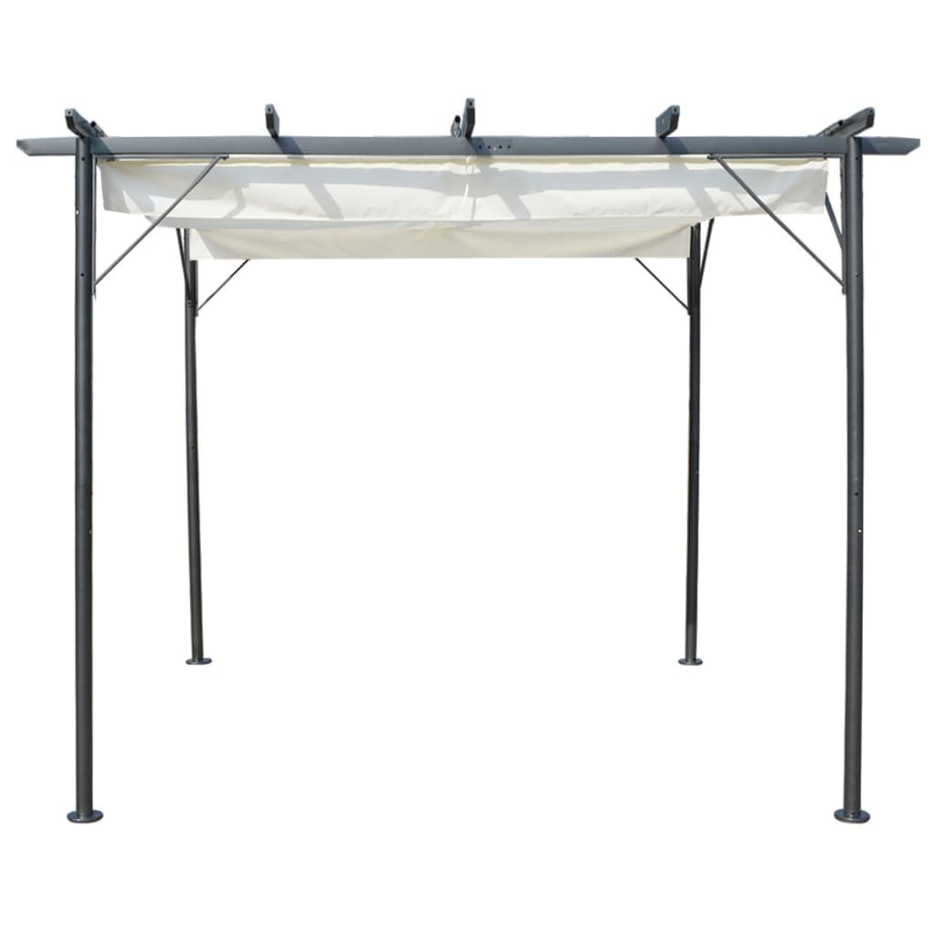 Vidaxl pergola avec toit extensible 3x3 m crème en acier blanc