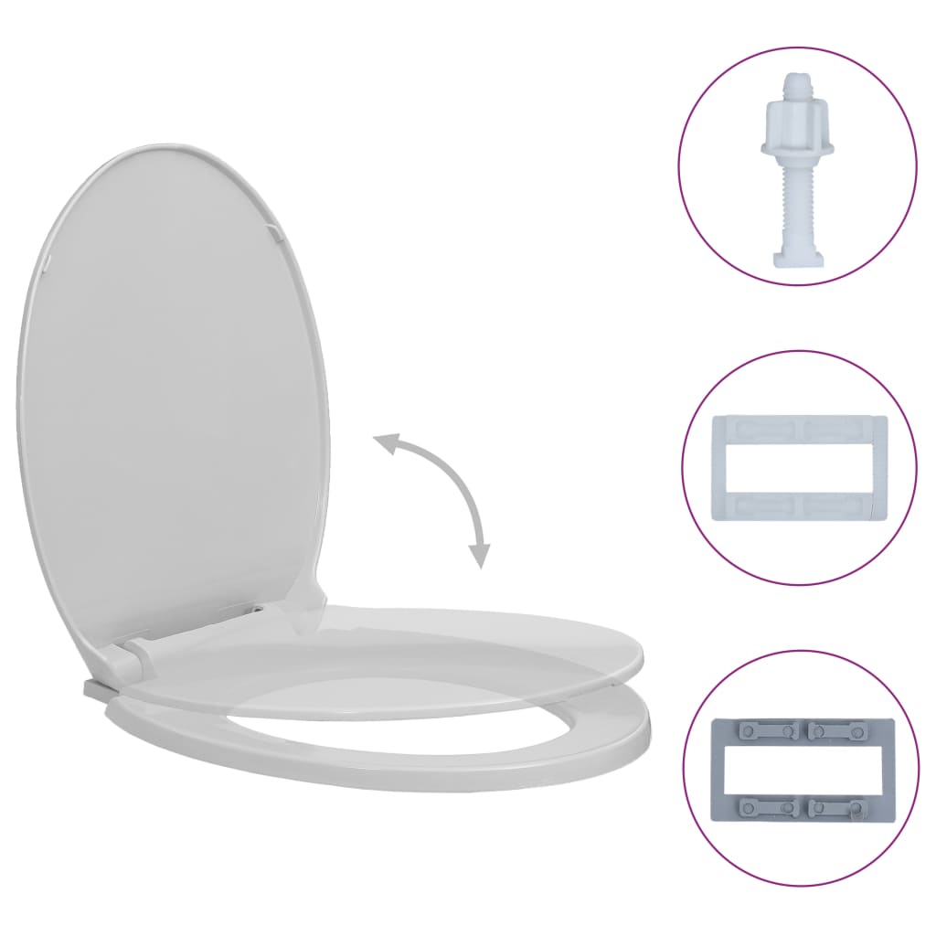 Vidaxl toilet seat soft-close oval light gray