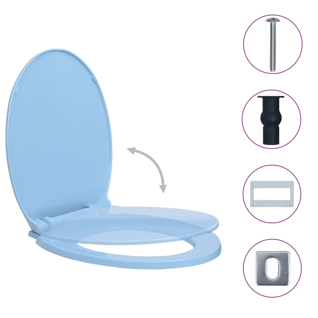 Vidaxl Toilette Sëtz soft-zou a séier Verëffentlechung oval blo