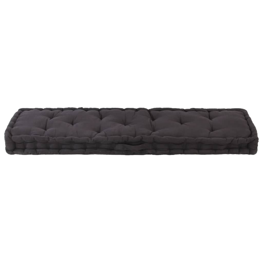 Vidaxl palle gulvpude 120x40x7 cm bomuld sort