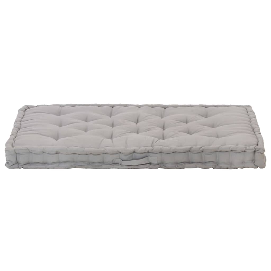 Cuscino del pavimento del pallet Vidaxl 120x80x10 cm di cotone grigio