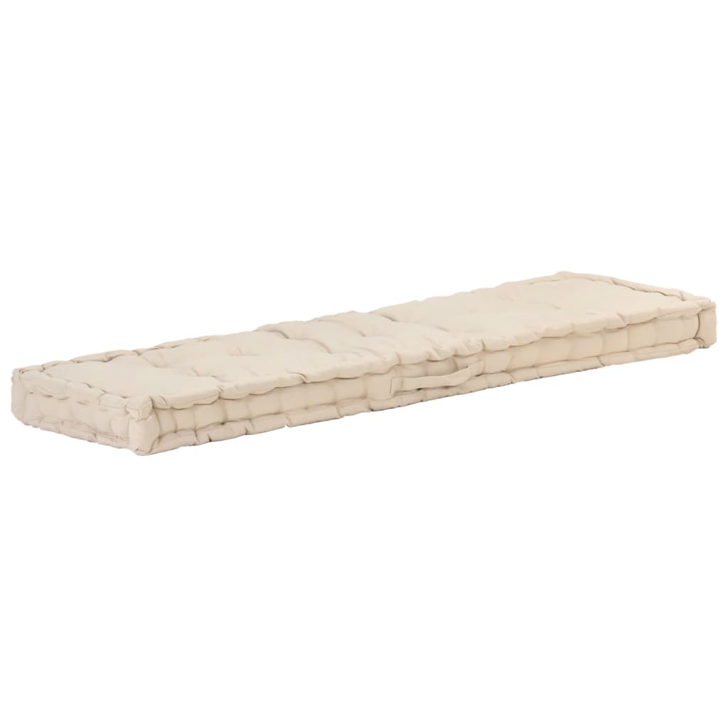 Coussin de plancher de palette vidaxl 120x40x7 cm beige coton