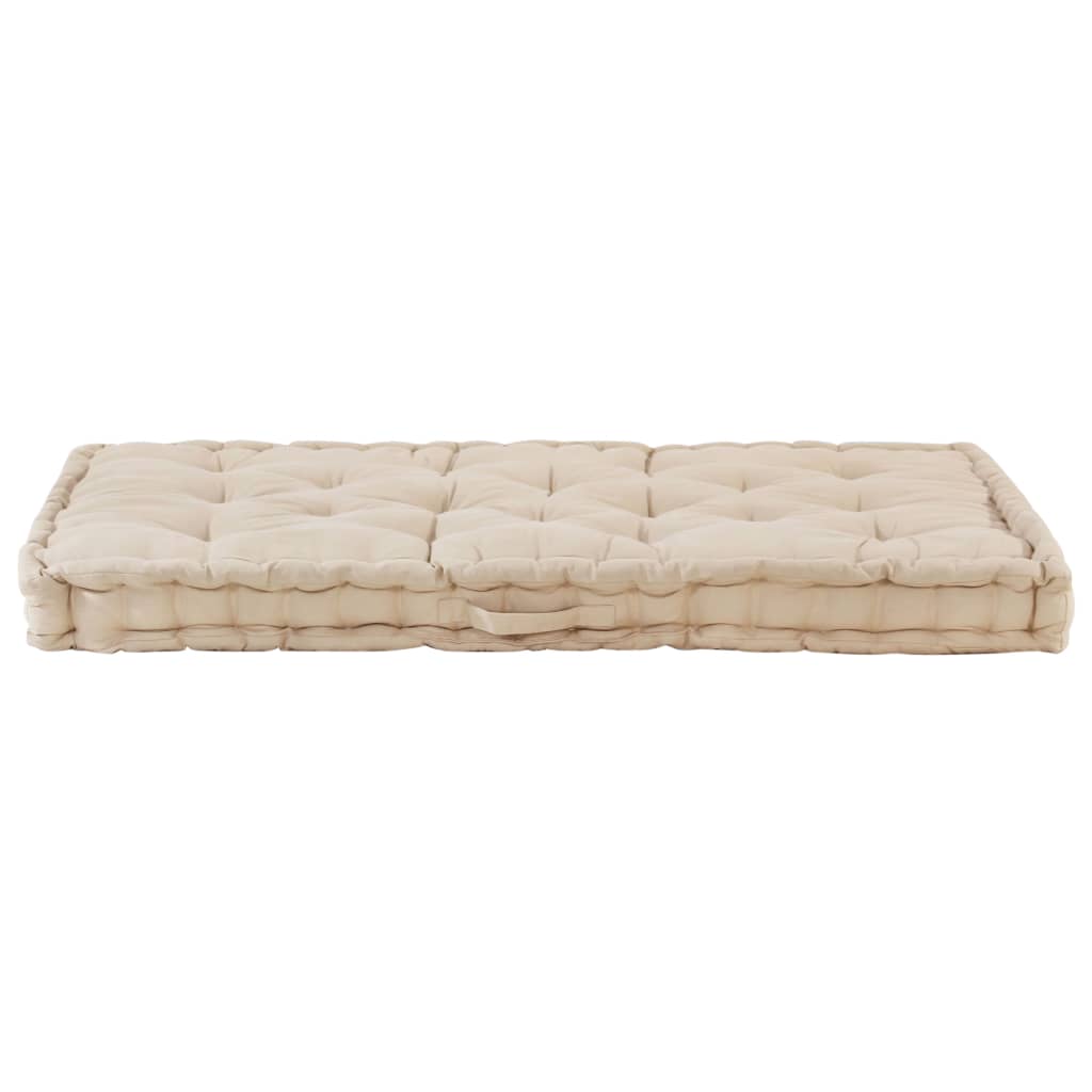 Coussin de plancher de palette vidaxl 120x80x10 cm beige coton