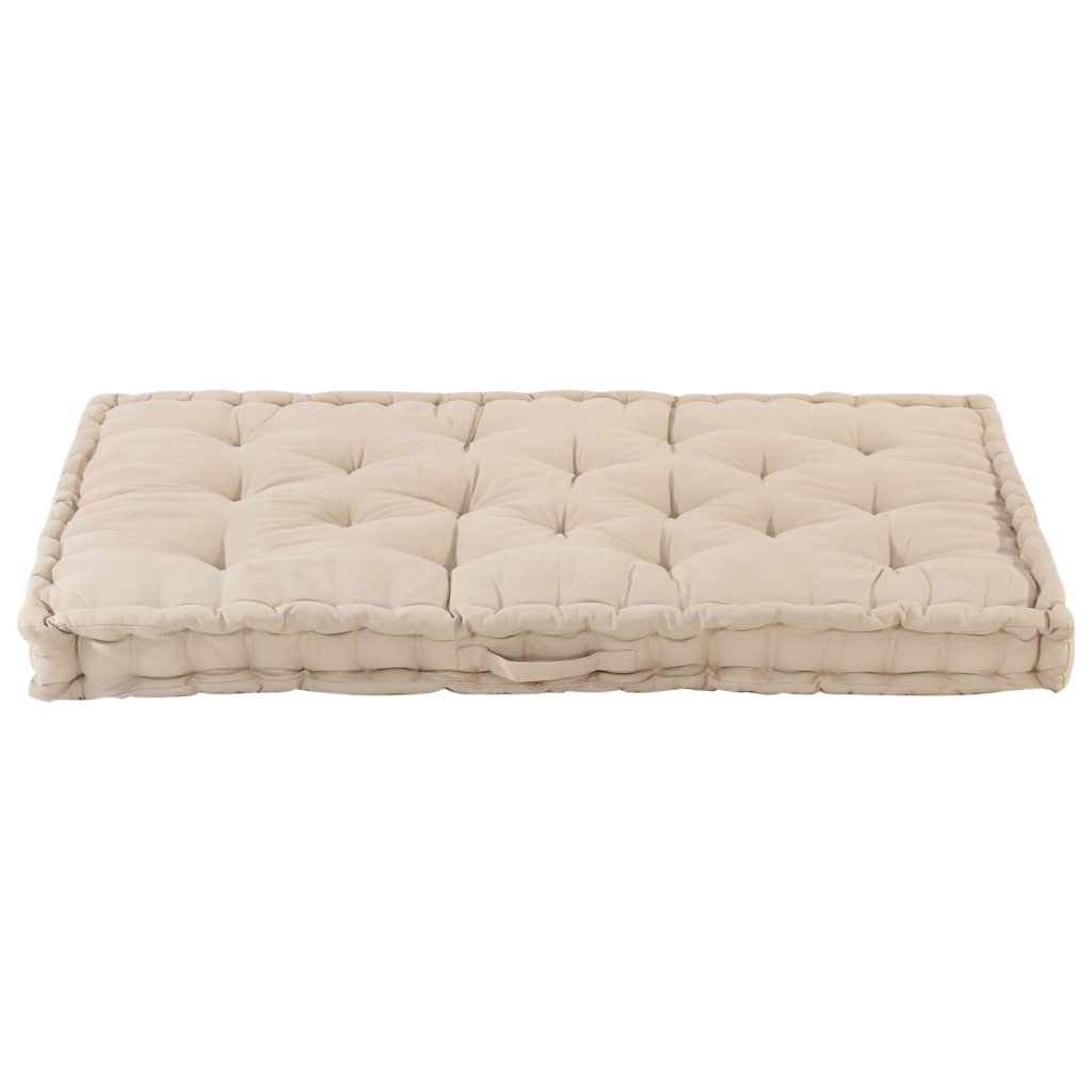 Cuscino del pavimento del pallet Vidaxl 120x80x10 cm beige di cotone