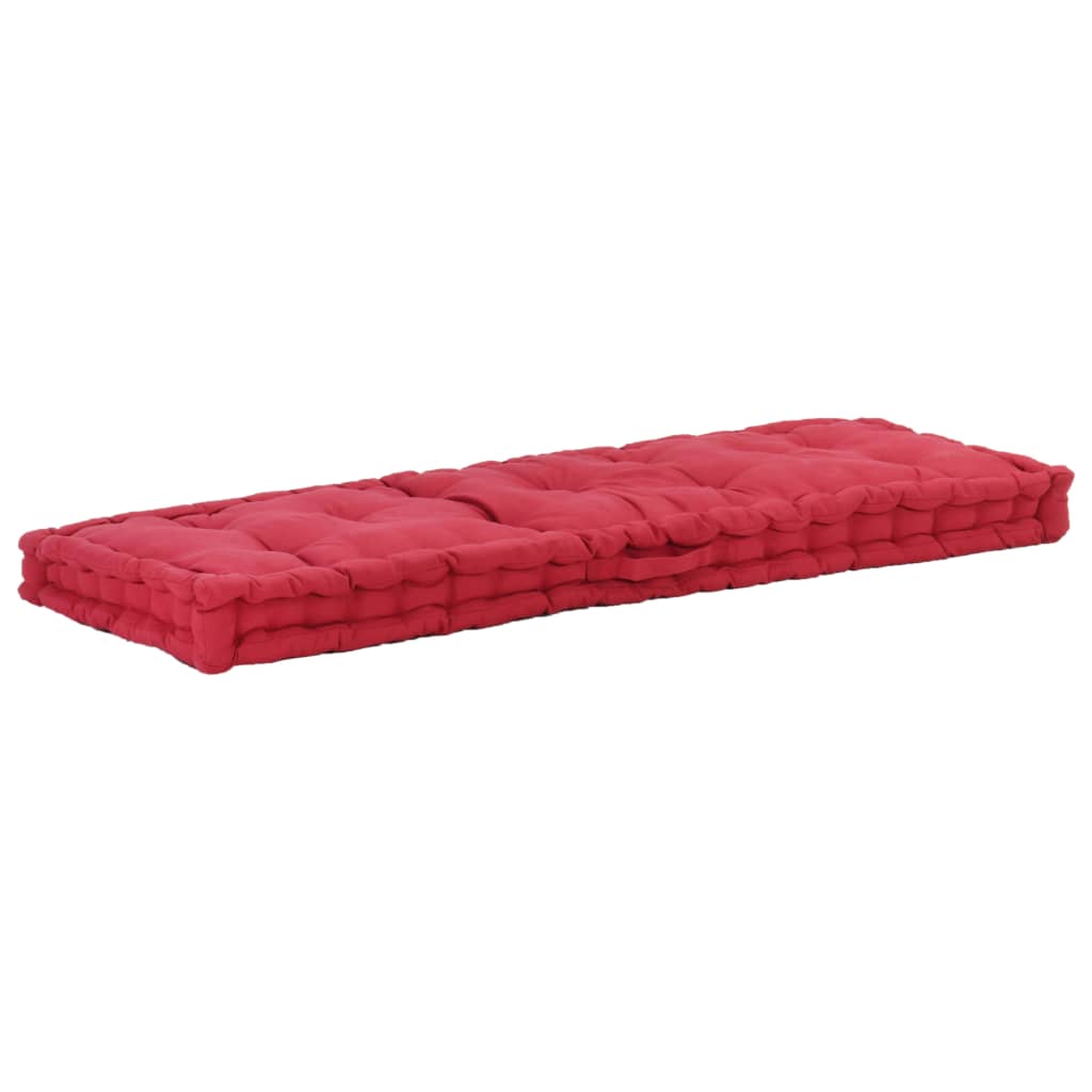 Vidaxl Pallet floor cushion 120x40x7 cm cotton burgundy red