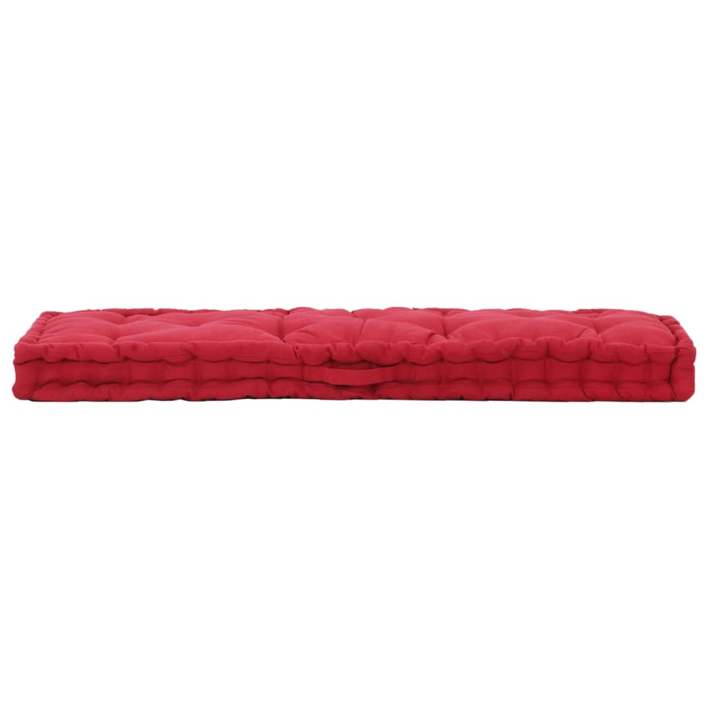 Vidaxl Pallet Floor Cushion 120x40x7 CM Algodón Borgoña Rojo