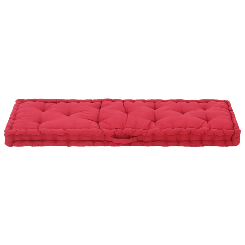 Vidaxl Pallet Floor Cushion 120x40x7 CM Algodón Borgoña Rojo