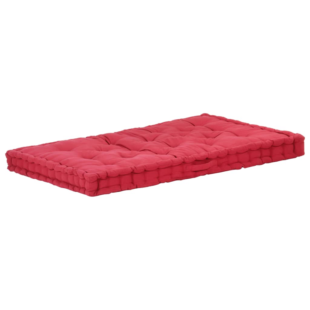 Vidaxl Pallet Floor Cushion 120x80x10 cm Algodón Borgoña rojo