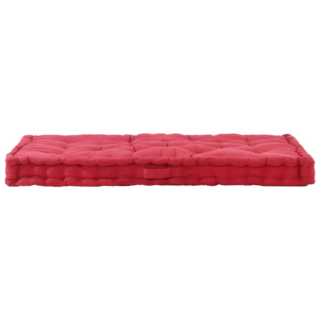 Coussin de plancher de palette vidaxl 120x80x10 cm de coton rouge bordeaux