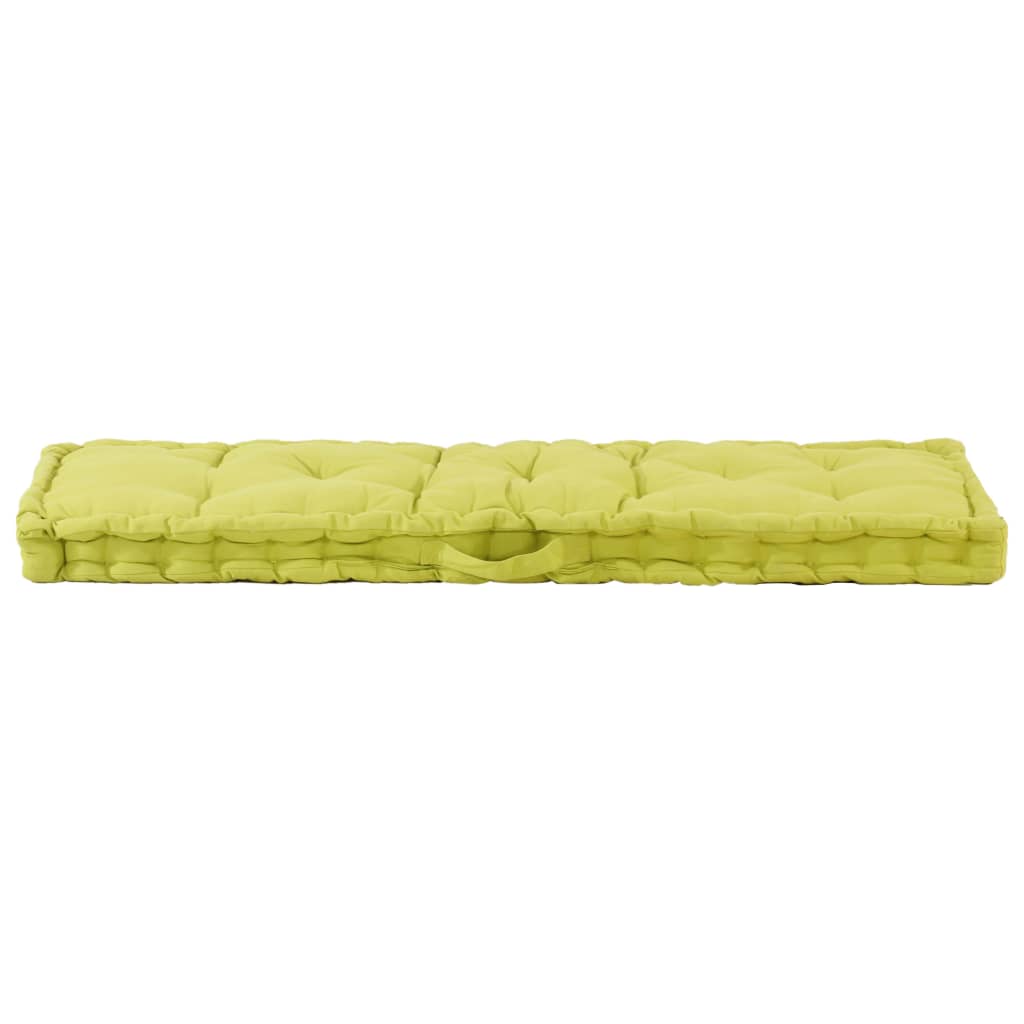 Cuscino per pavimento del pallet Vidaxl 120x40x7 cm di cotone verde