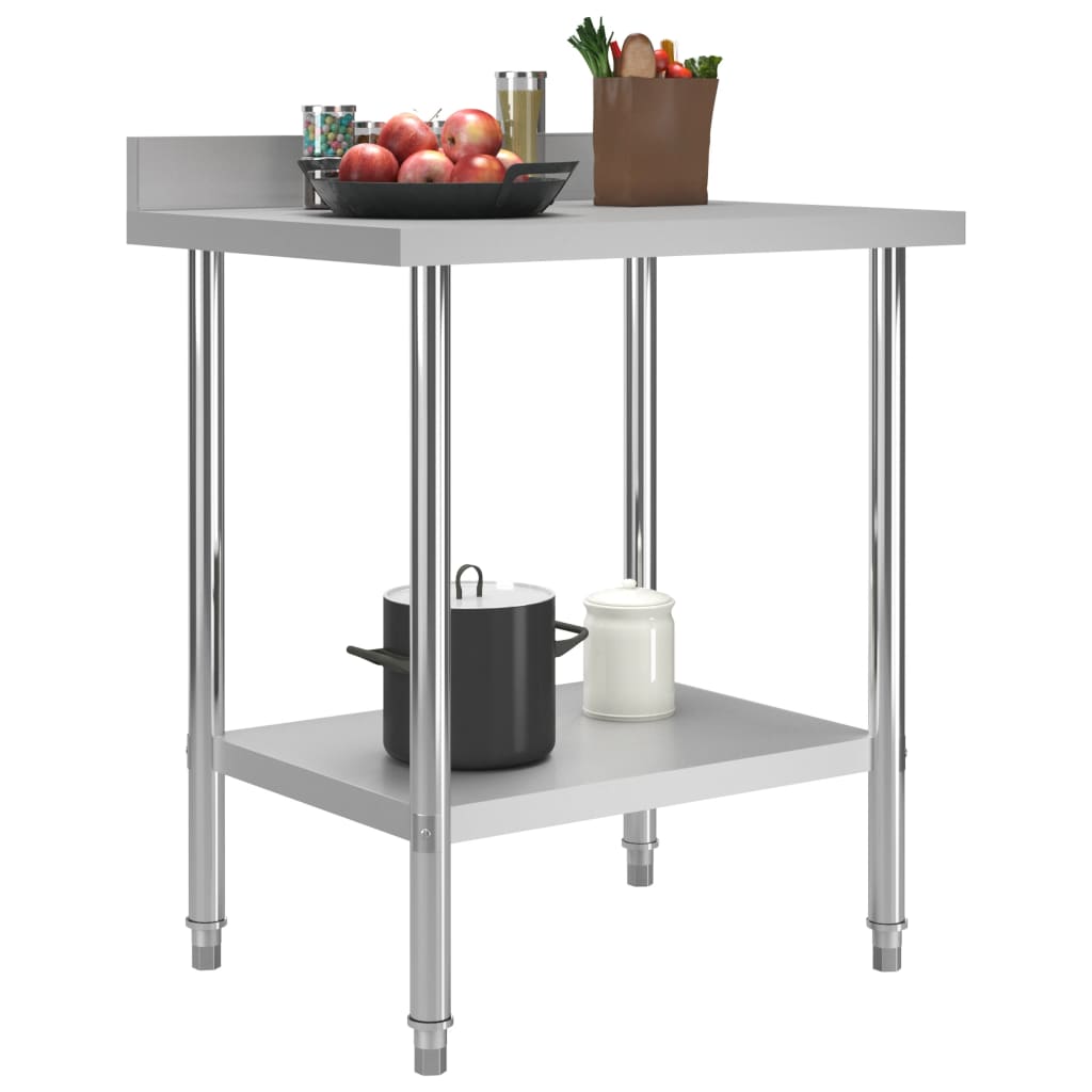 Table de cuisine Vidaxl avec écran d'écran 80x60x93 cm en acier inoxydable