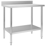 Vidaxl Kitchenwork Table med sprutskjerm 100x60x93 cm rustfritt stål