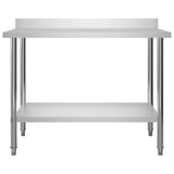 VIDAXL KISchenwork -Tisch mit Begrüßungsbildschirm 120x60x93 cm Edelstahl