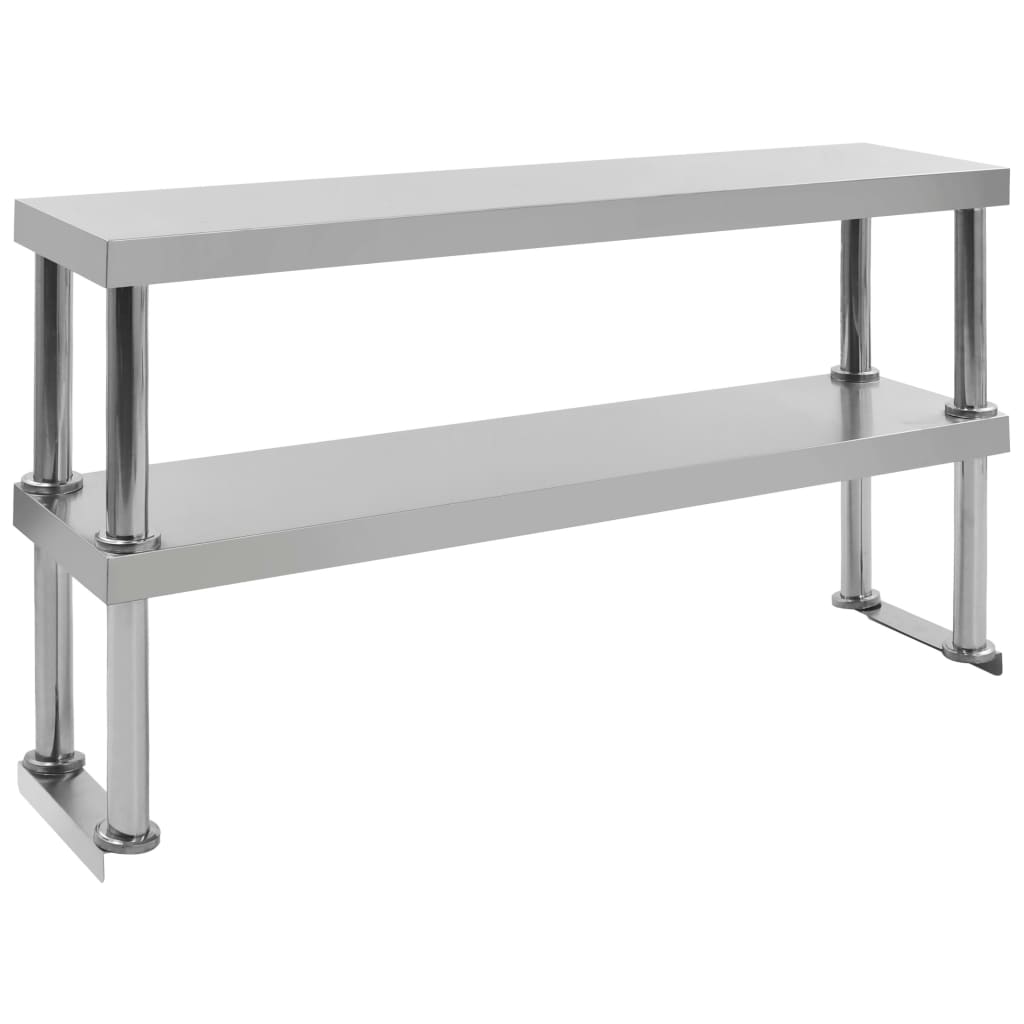 Wzrost Vidaxl dla tabeli roboczej 2-warstwowy 120x30x65 cm stali nierdzewnej