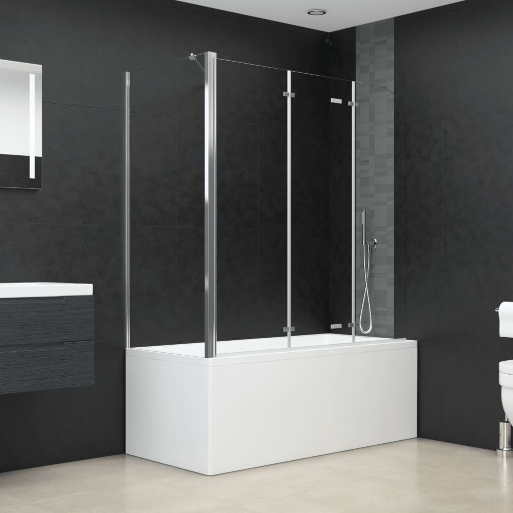 Vidaxl Bath Wall 120x69x130 cm Härdat glas Transparent