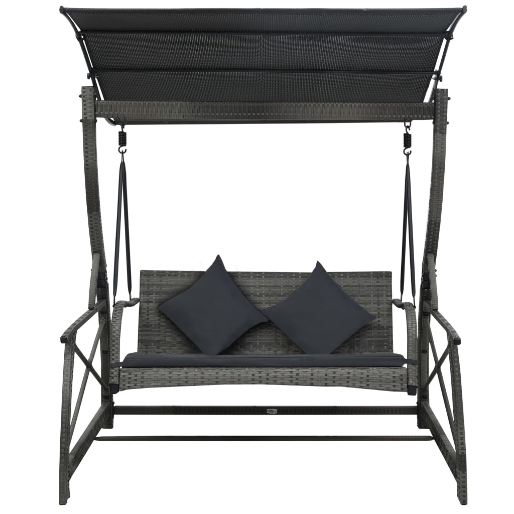 Vidaxl Swing Bank 3sitzer mit Dach Poly Rattan Grey