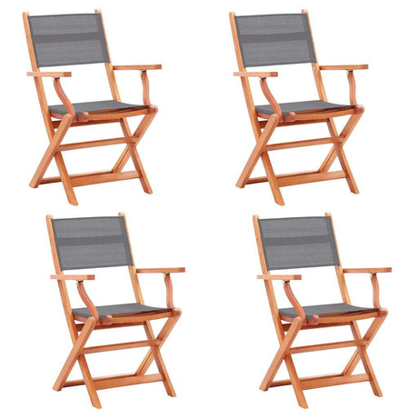 Vidaxl tuinstoelen inklapbaar 4 st eucalyptushout en textileen grijs