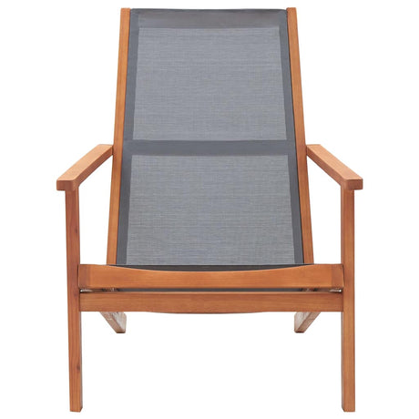 Vidaxl loungestoel massief eucalyptushout en textileen grijs