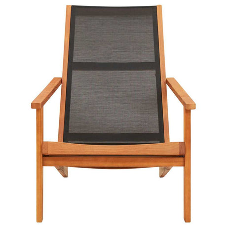 Vidaxl loungestoel massief eucalyptushout en textileen zwart