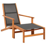Vidaxl tuinstoel met voetensteun massief eucalyptushout en textileen