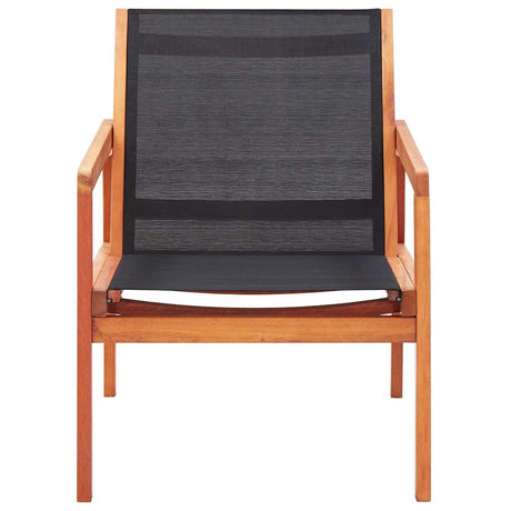Vidaxl loungestoel massief eucalyptushout en textileen zwart