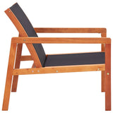 Vidaxl loungestoel massief eucalyptushout en textileen zwart