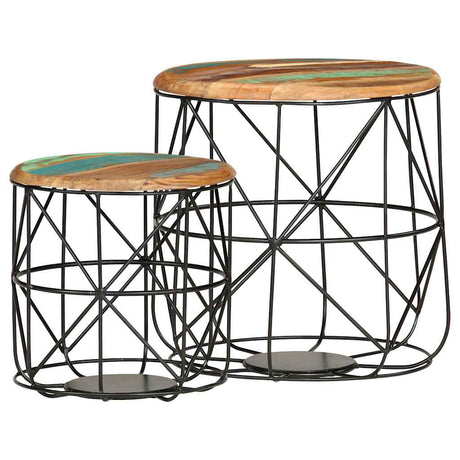 Vidaxl salontafels 2 st massief gerecycled hout