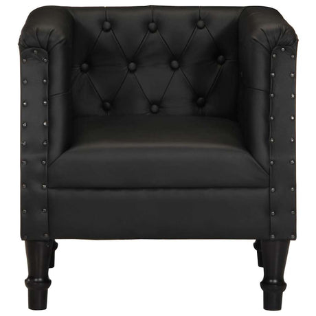 Vidaxl fauteuil echt leer zwart