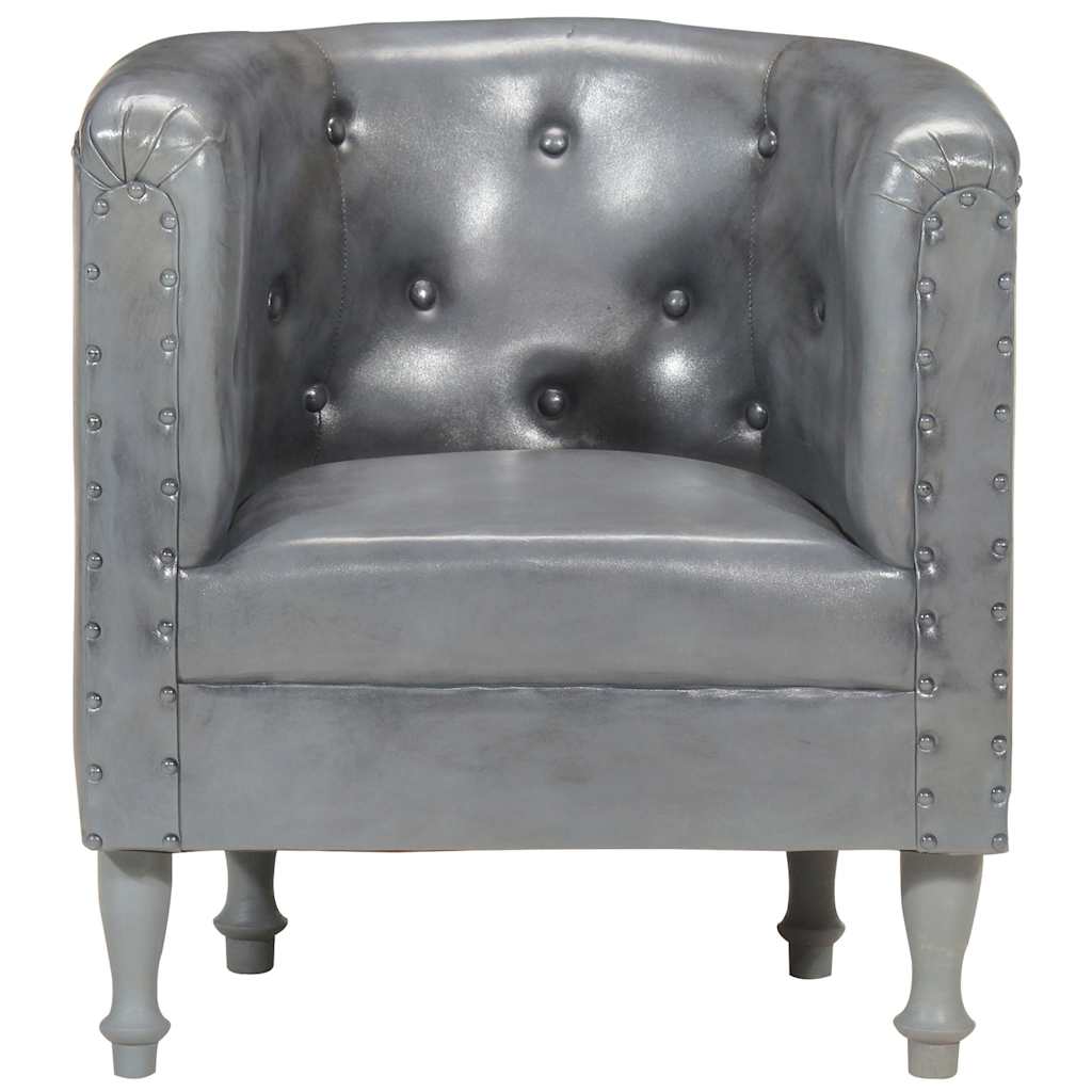Vidaxl kuipstoel echt leer grijs