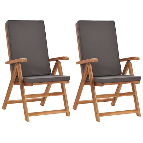 Vidaxl tuinstoelen 2 st verstelbaar kussens verstelbaar teakhout grijs