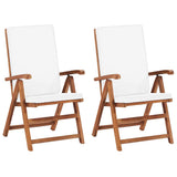 Vidaxl tuinstoelen 2 st verstelbaar met kussens massief teakhout crème