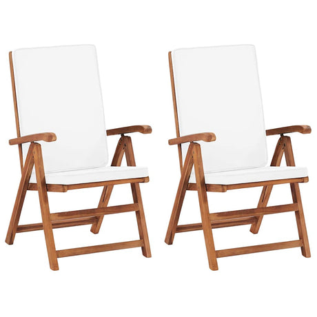 Vidaxl tuinstoelen 2 st verstelbaar met kussens massief teakhout crème