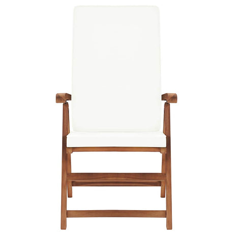 Vidaxl tuinstoelen 2 st verstelbaar met kussens massief teakhout crème