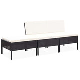 Vidaxl 3-delige loungeset met kussens poly rattan zwart