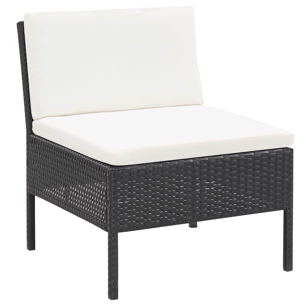 Vidaxl 3-delige loungeset met kussens poly rattan zwart