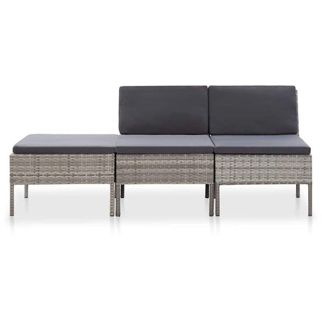 Vidaxl 3-delige loungeset met kussens poly rattan grijs