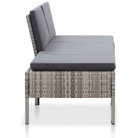 Vidaxl 3-delige loungeset met kussens poly rattan grijs