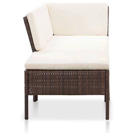 Vidaxl 3-delige loungeset met kussens poly rattan bruin