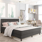 Vidaxl hoofdbord 160x200 cm getuft stof donkergrijs