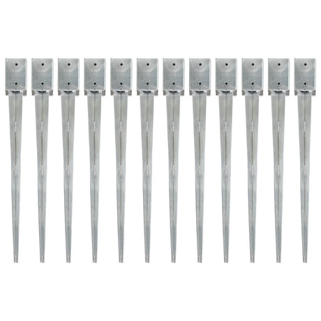 Vidaxl gemahlene Stifte 12 PCs 9x9x90 cm verzinkter Stahl Silber gefärbt